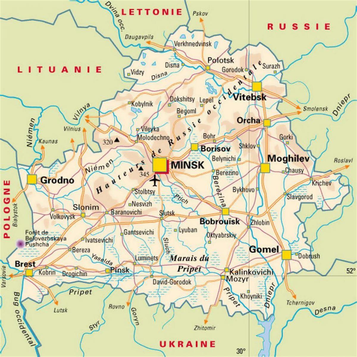 Landkarte von Belarus Städten